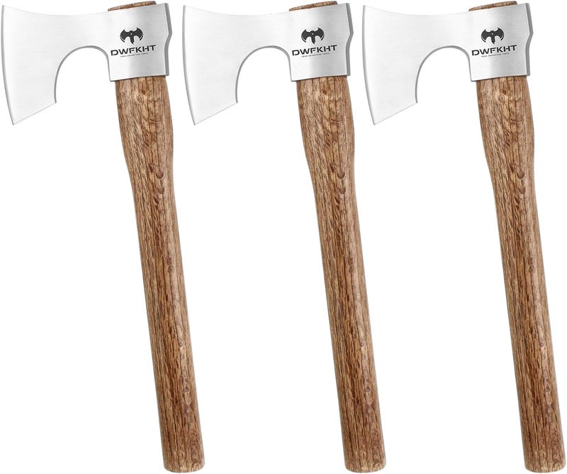DWFKHT 16.5" Throwing Axe, 3 Pack Throwing Axe Set with 1065 High Carbon Steel & Beech Wood Handle, Perfect for Axe Throwing Games, Competition and Recreation, Ideal Gift for Men (Silver Gray) - Image 1
